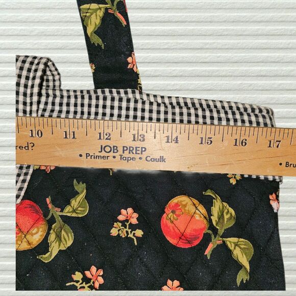 April Cornell For Silvestri Quilted Black Fruit Print Shoulder Bag Tote 16 x 12 - Picture 10 of 10